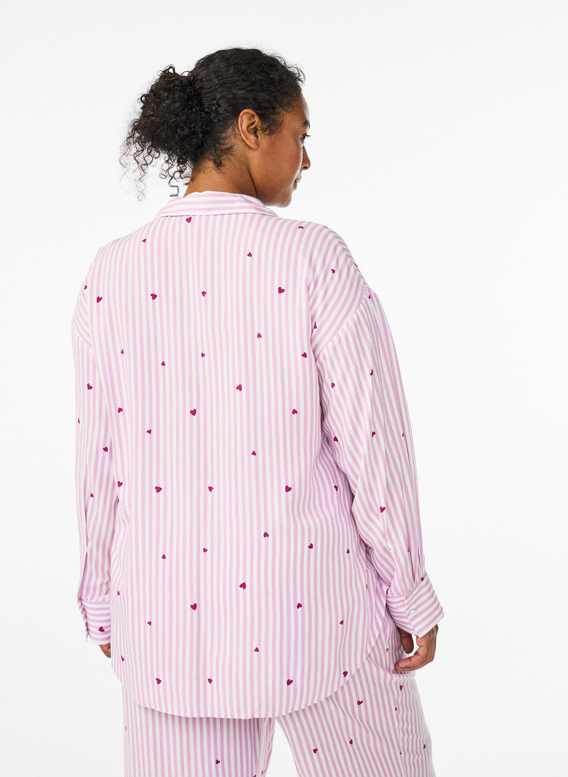 Zizzifashion Nightshirt with stripes and hearts, Rose, Model image number 2