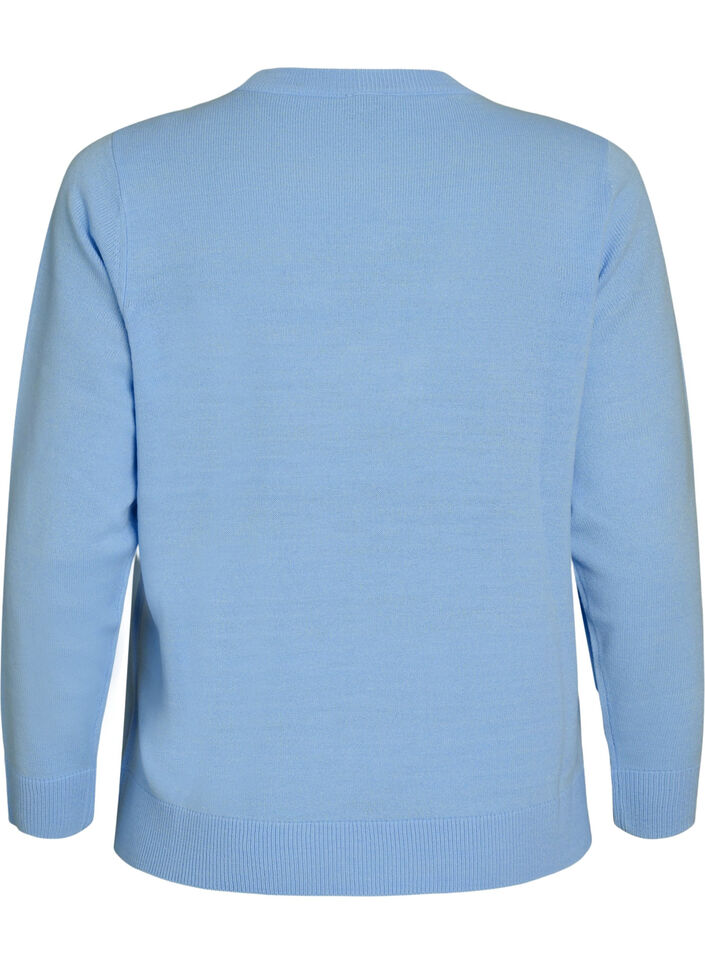 Knitted blouse with a Christmas motif, Light Blue, Packshot image number 1