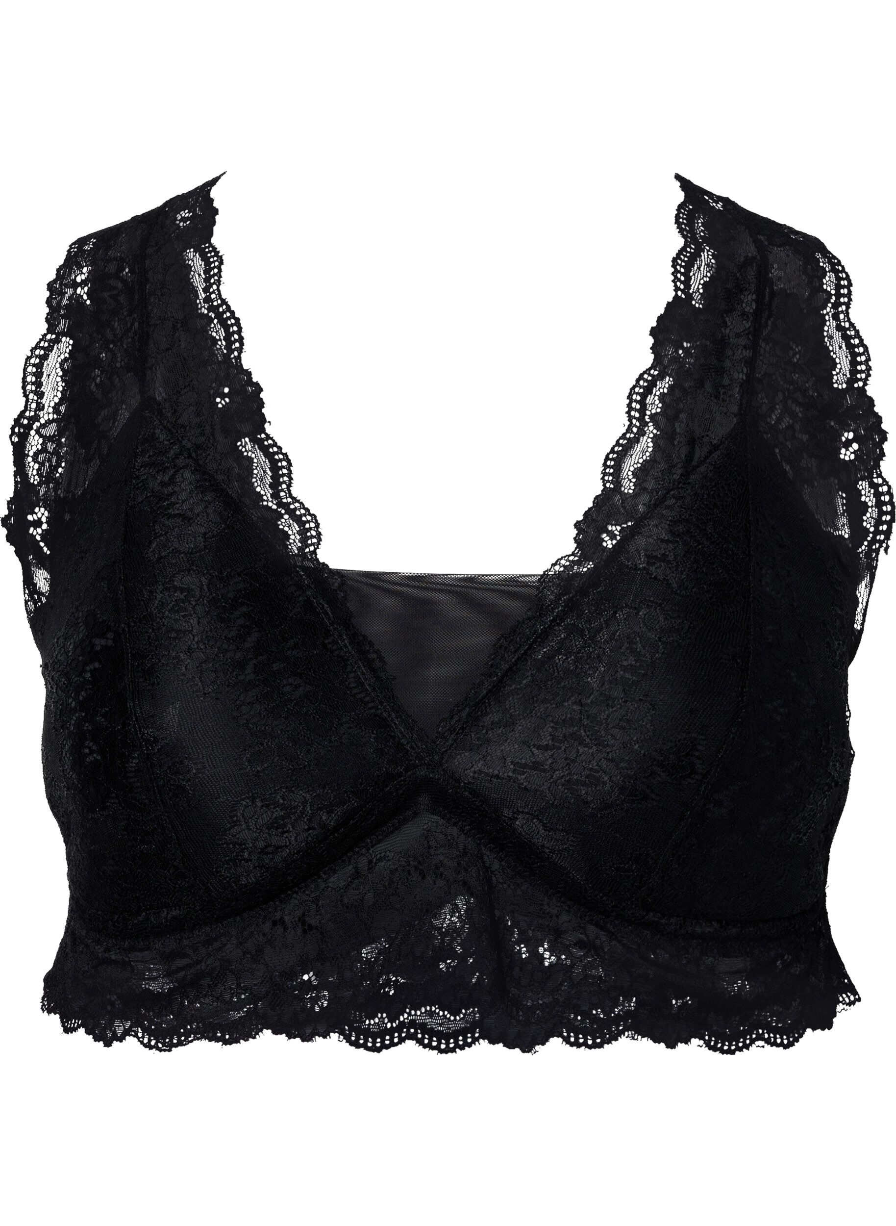 Zizzifashion Bra with lace and soft padding, Black, Packshot image number 0