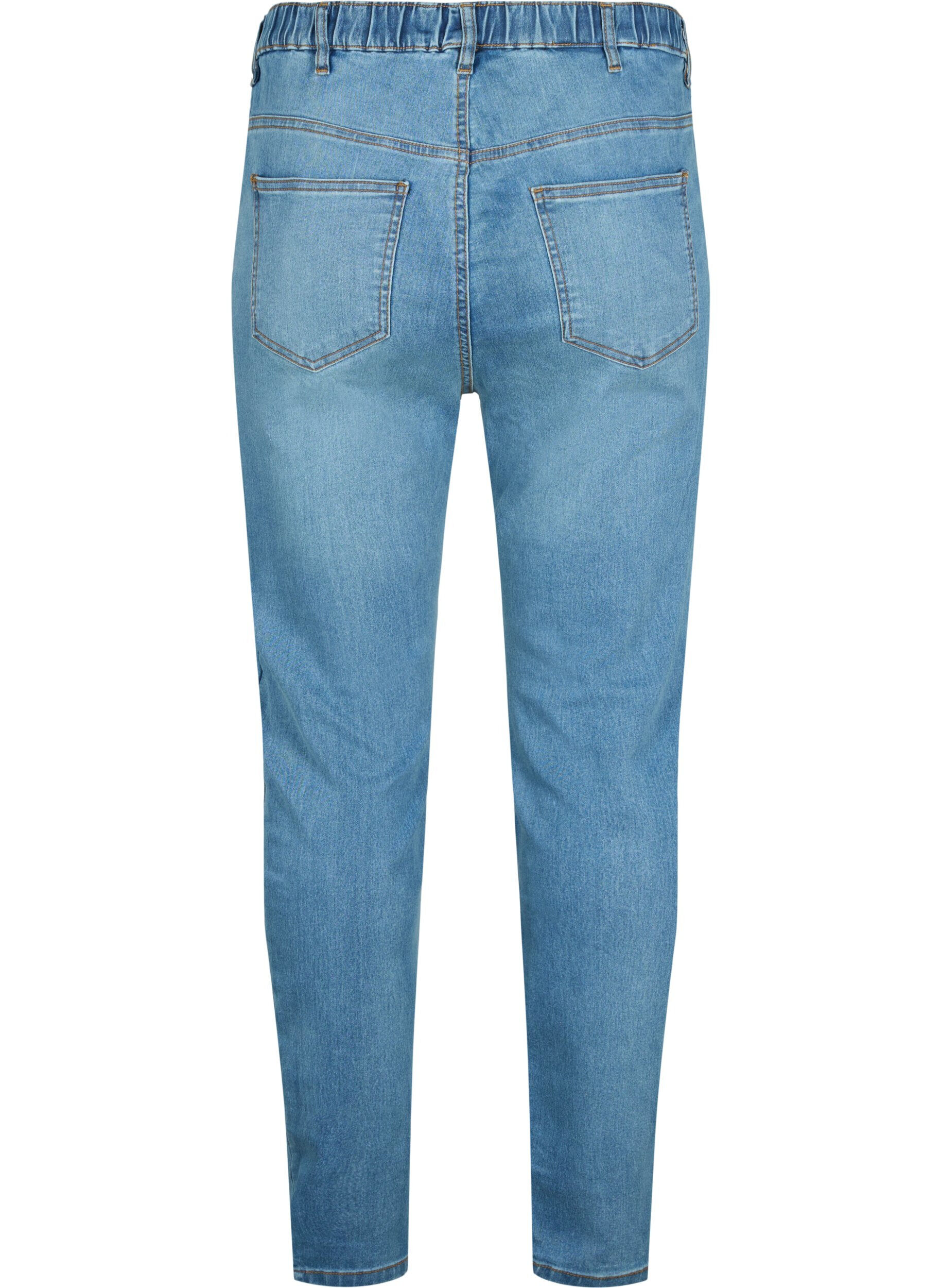 Zizzifashion Jeggings with rip, Blue denim, Packshot image number 1