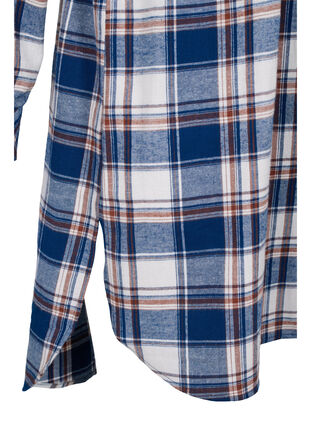 Checkered shirt dress with tie detail, Blue White Check, Packshot image number 3