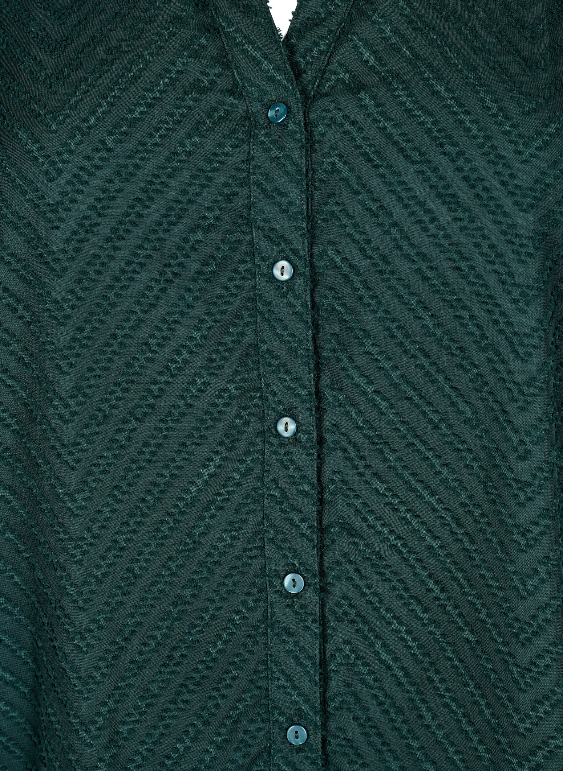 Zizzifashion Shirt with texture and a ruffled collar, Green, Packshot image number 2