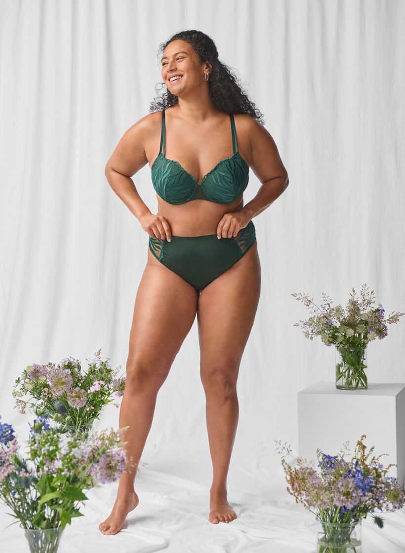 Tai briefs with embroidery and regular waist, Green, Image image number 0
