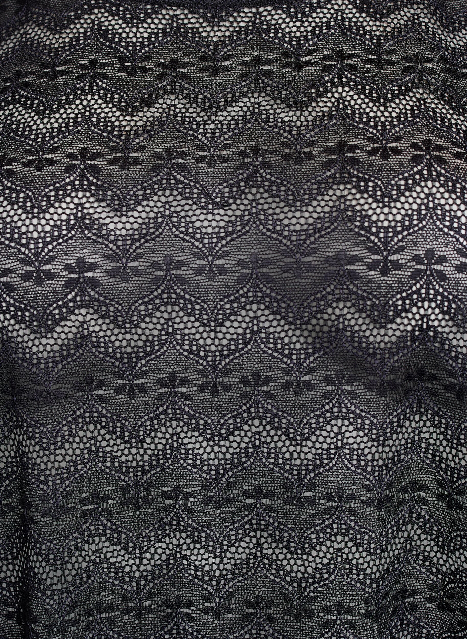 Zizzifashion Lace blouse with short sleeves and scalloped hem, Black, Packshot image number 2