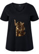 Cotton t-shirt with sequins, Black w. Love, Packshot image number 0