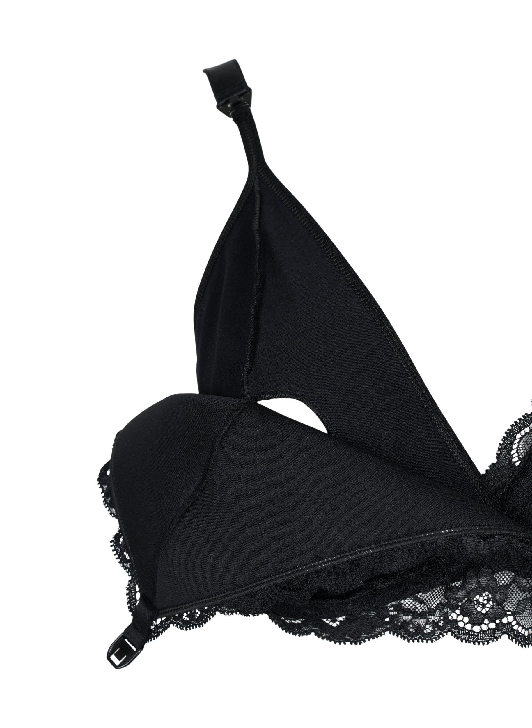 Zizzifashion Nursing bra with lace, Black, Packshot image number 3