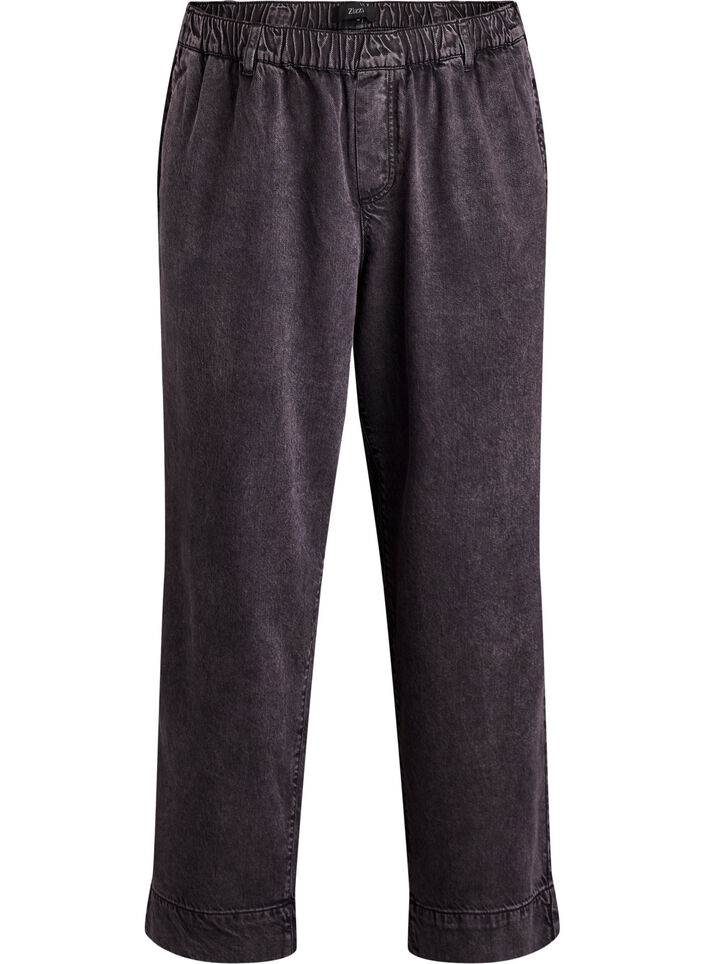 Wide jeans with an elastic waistband, Grey, Packshot image number 0