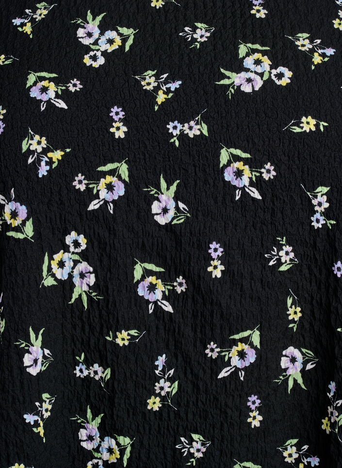 Short-sleeved blouse with texture, Black, Packshot image number 2