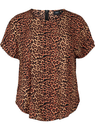 Blouse with short sleeves, Leopard AOP, Packshot image number 0