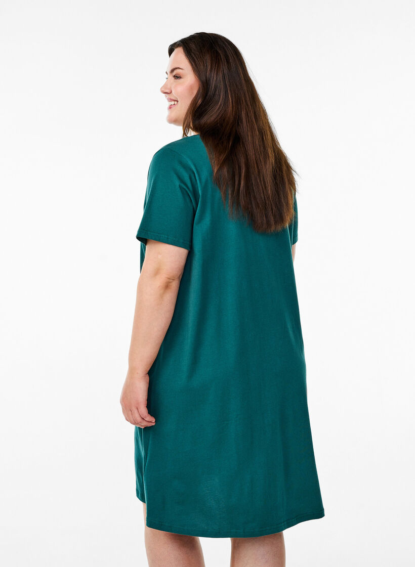 Organic cotton nightgown with v-neck, Green, Model image number 2