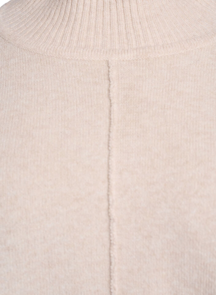 Poncho with rib details and a round neck, Beige, Packshot image number 2