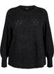 Knitted blouse with lace pattern, Dark Grey Melange, Packshot image number 0