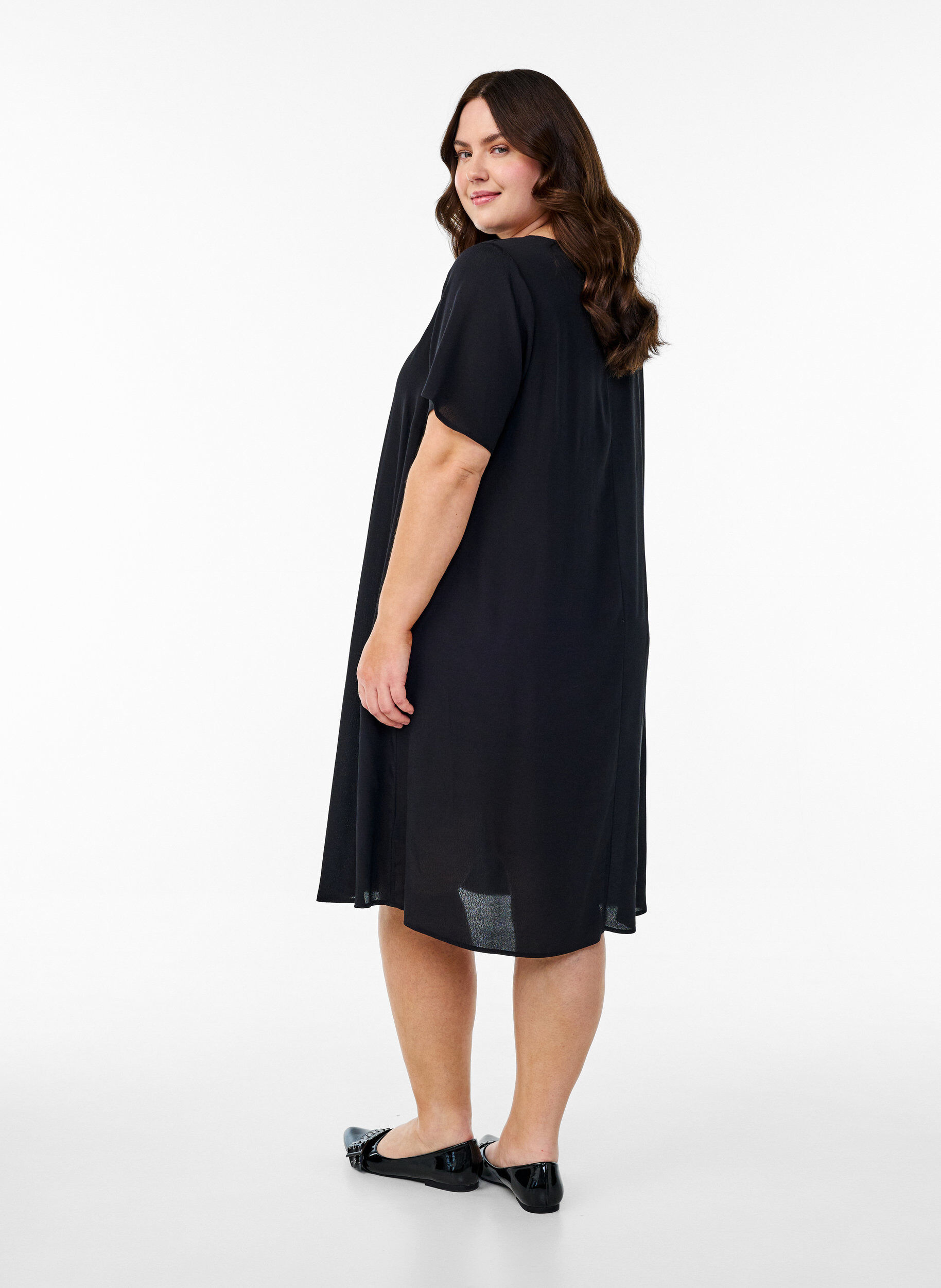 Zizzifashion Viscose A-line dress, Black, Model image number 2