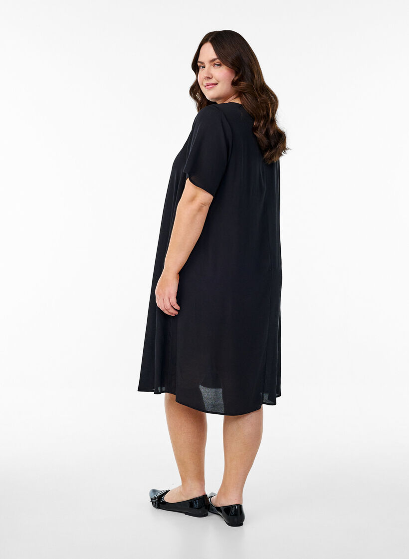 Viscose A-line dress, Black, Model image number 2