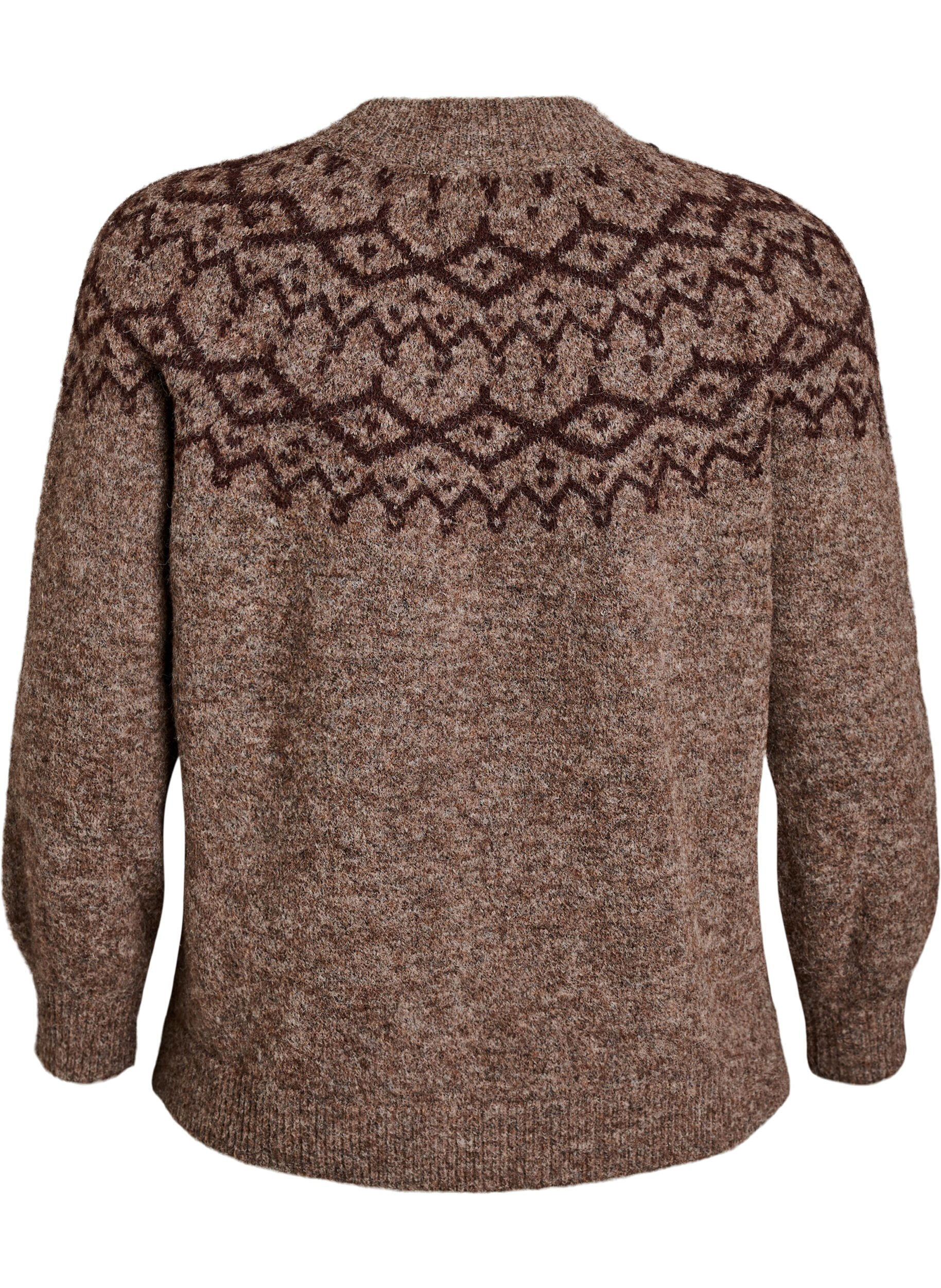 ZizzifashionJumper with Nordic pattern, Brown, Packshot image number 1