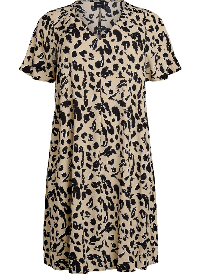 Viscose A-line dress, Beige, Packshot image number 0