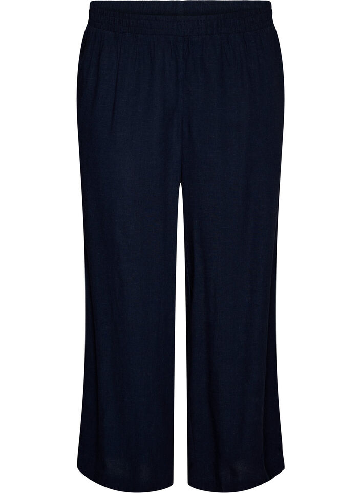 Wide-leg linen and viscose trousers, Blue, Packshot image number 0