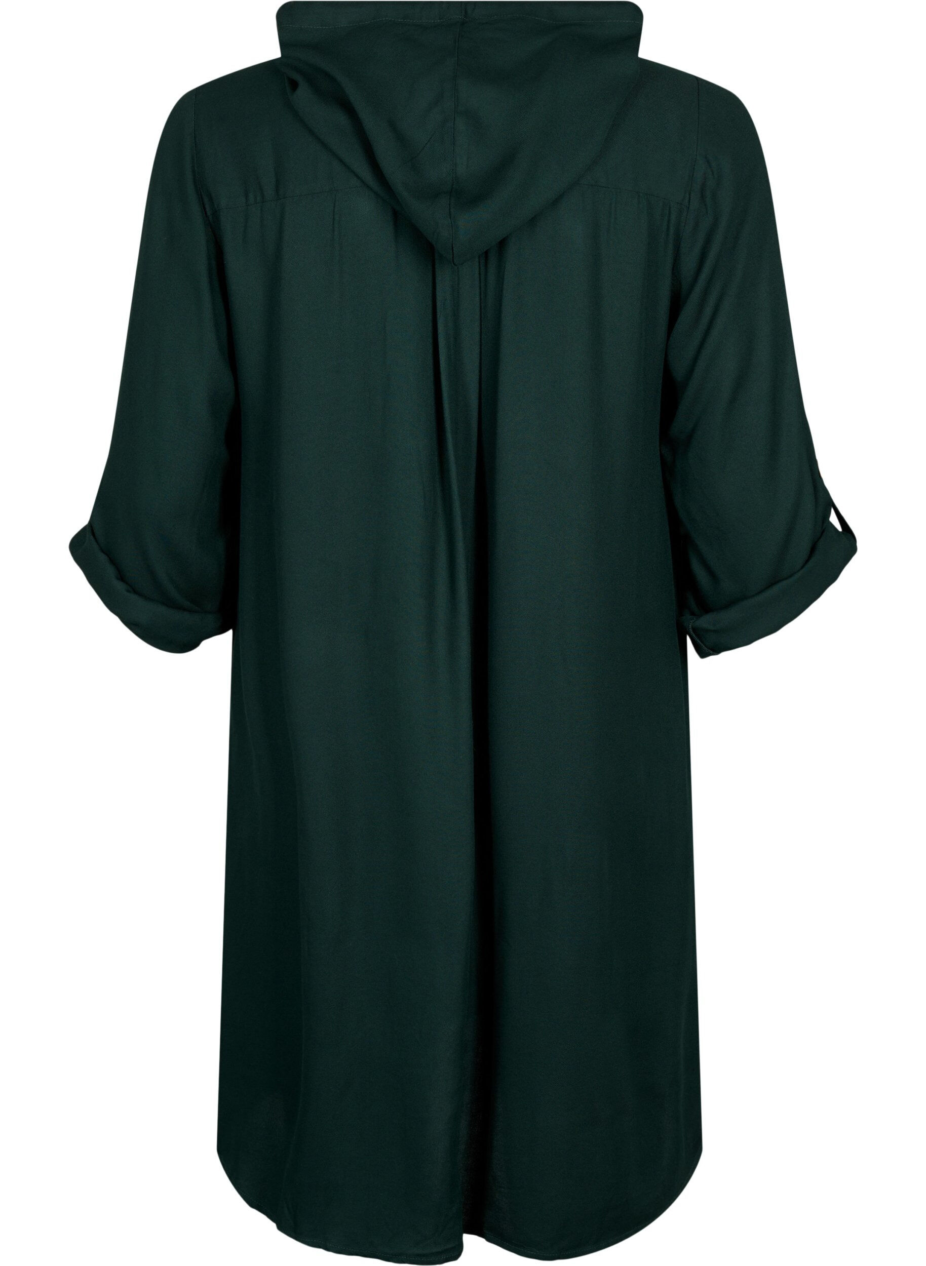 Zizzifashion Viscose tunic with hood, Scarab, Packshot image number 1