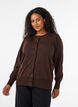 Fine-knit cardigan with round neck, Brown, Model image number 0
