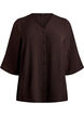 Shirt blouse with V-neck and 3/4 sleeves, Brown, Packshot image number 0