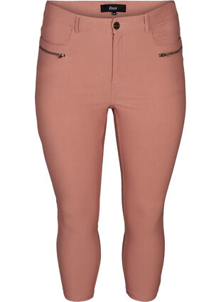 Close-fitting 3/4 trousers with zips, Old Rose, Packshot image number 0