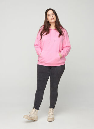 Sweatshirt with hood and pockets, Prism Pink, Model image number 2