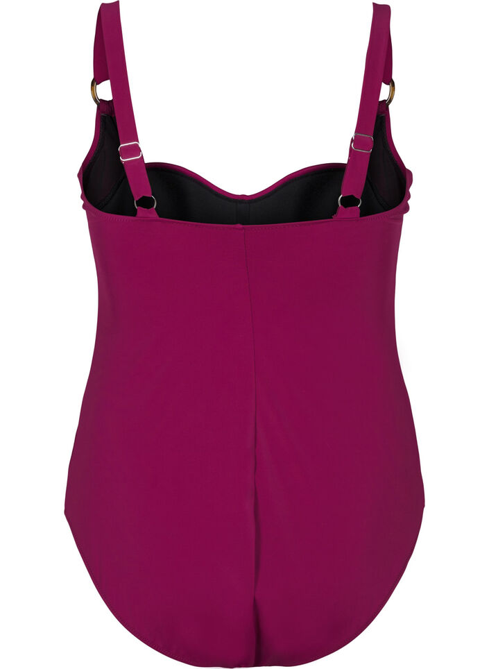 Padded swimsuit with draping, Red, Packshot image number 1