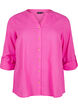 Cotton shirt blouse with a v-neck, Rose, Packshot image number 0