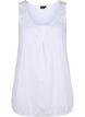 Cotton top with rounded neckline and lace trim, Bright White, Packshot image number 0