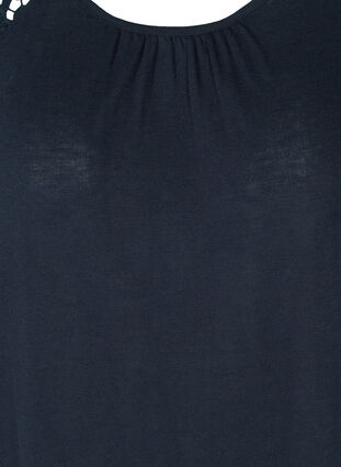 Plain-coloured top with lace sleeves, Navy Blazer, Packshot image number 2
