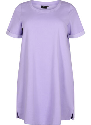 Sweater dress with short sleeves and slits, Lavender, Packshot image number 0
