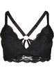Padded lace bra with back detail, Black, Packshot image number 0