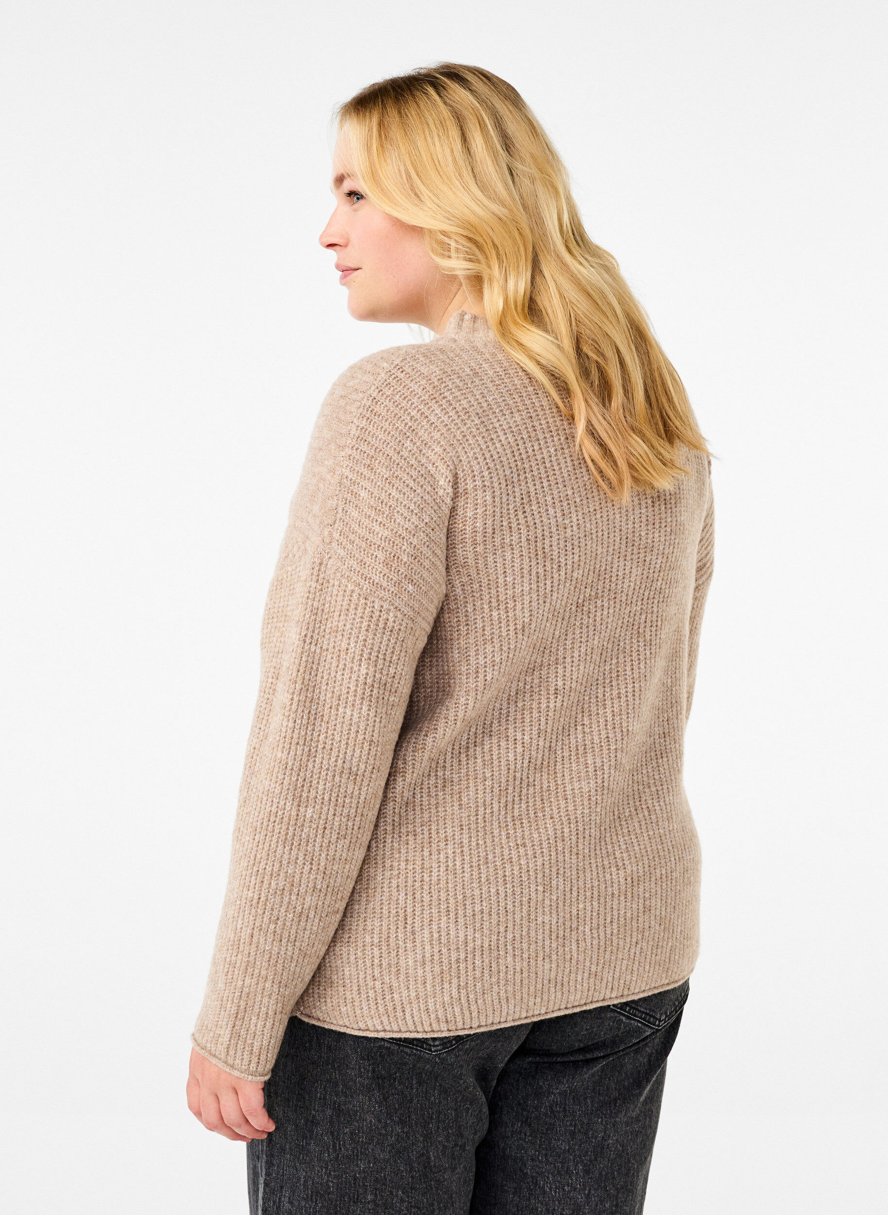 Zizzifashion Jumper with a striped pattern and long sleeves, Simply Taupe Mel., Model image number 1
