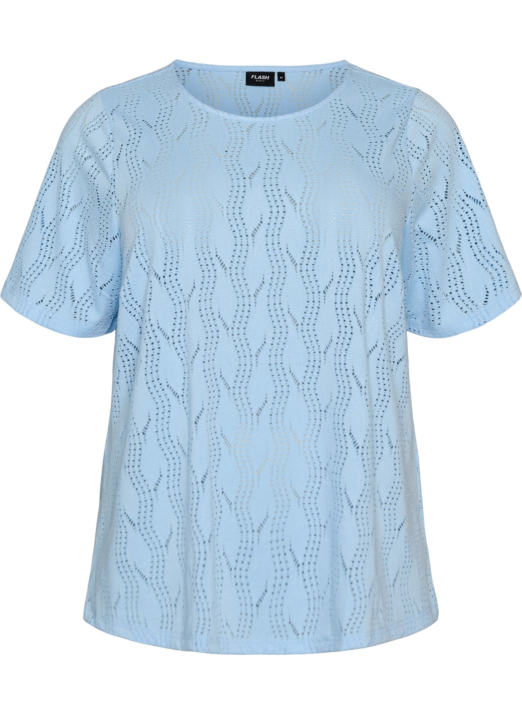 Zizzifashion Jersey t-shirt with eyelet embroidery, Light Blue, Packshot image number 0