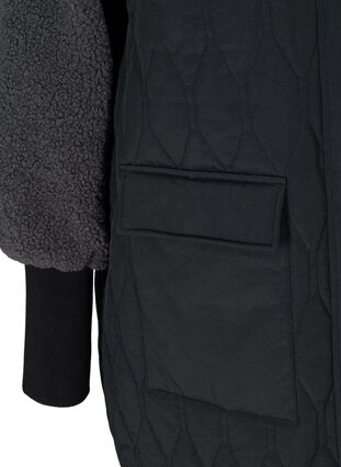 Quilted teddy jacket with pockets, Black Comb, Packshot image number 3