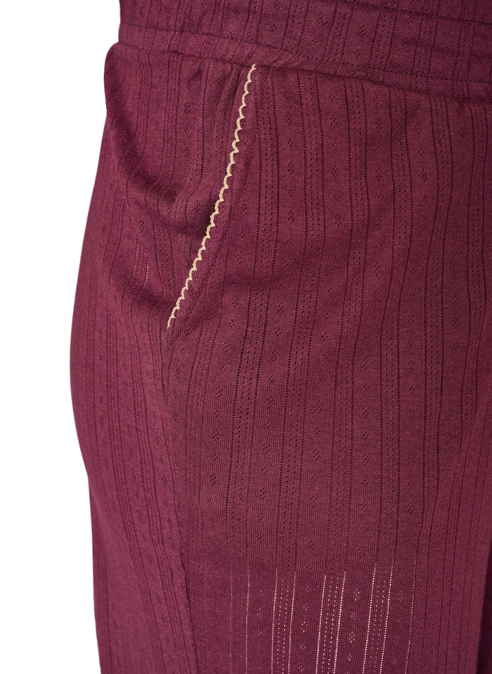 Organic cotton pyjama bottoms with eyelet embroidery, Dark Bordeaux, Packshot image number 2