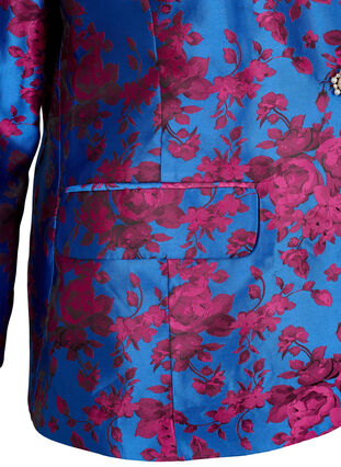 Floral blazer with pearl button, Blue Quartz Jaquard, Packshot image number 3