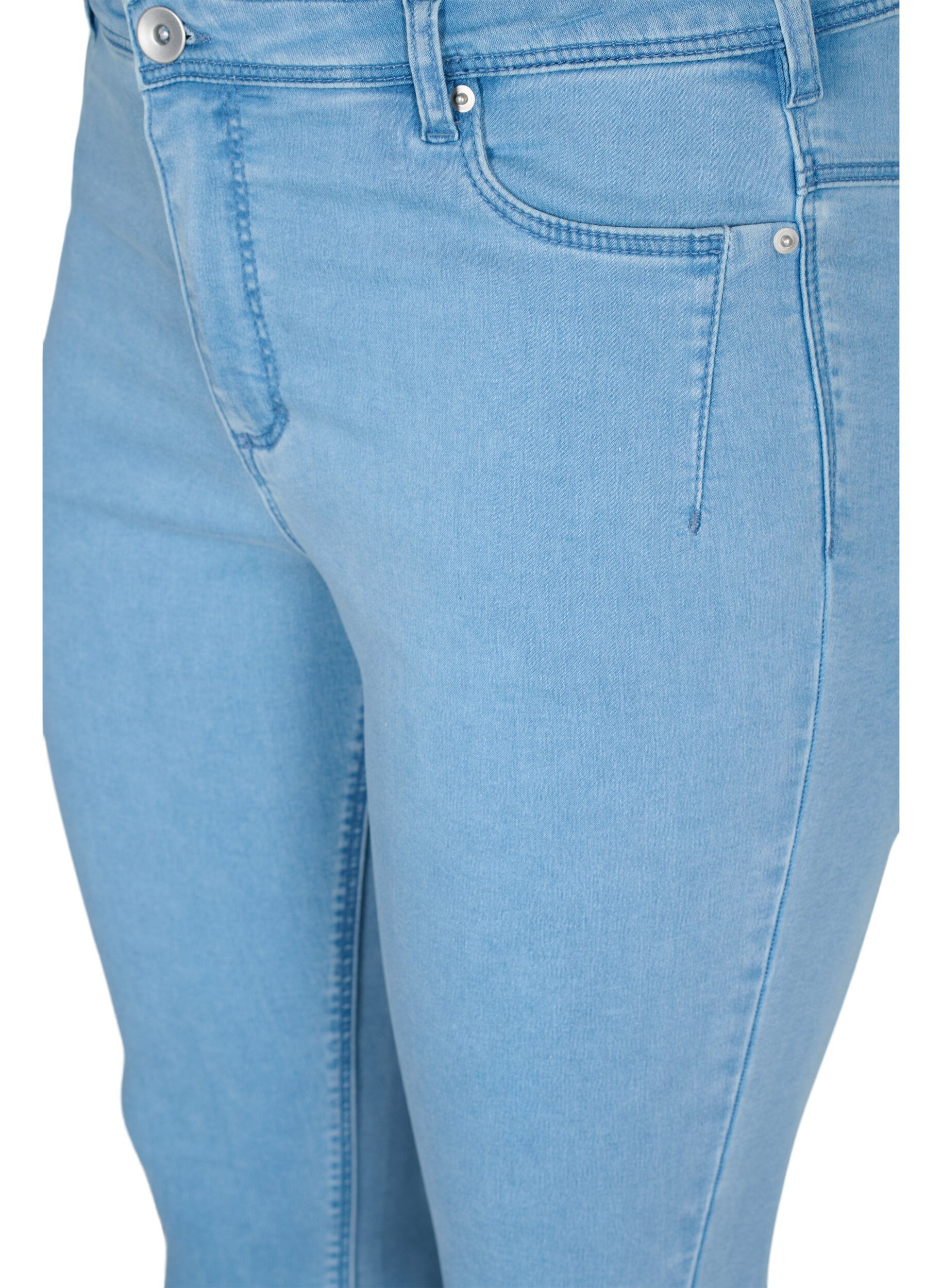 Zizzifashion Cropped Amy jeans with a zip, Light Blue, Packshot image number 2