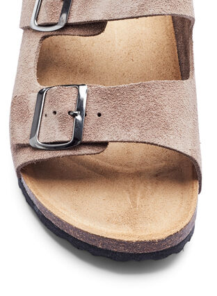 Suede sandals with wide fit, Taupe, Packshot image number 2