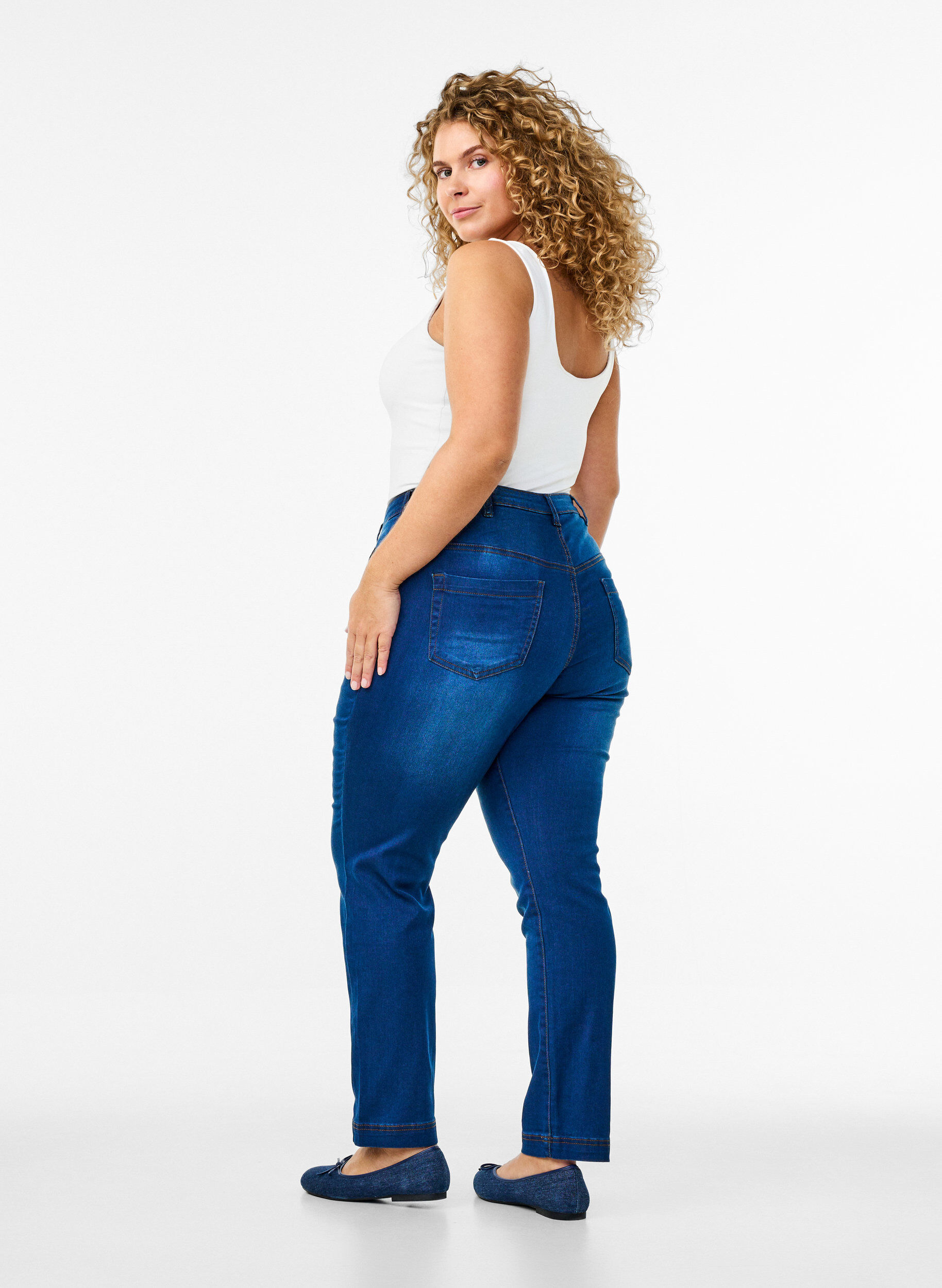 Zizzifashion Slim fit Emily jeans with normal waist, Blue, Model image number 1