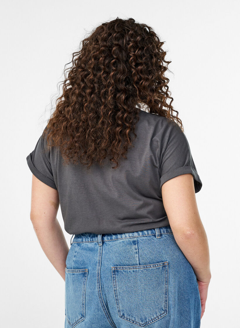 Short-sleeved cotton blend t-shirt, Dark Grey, Model image number 2