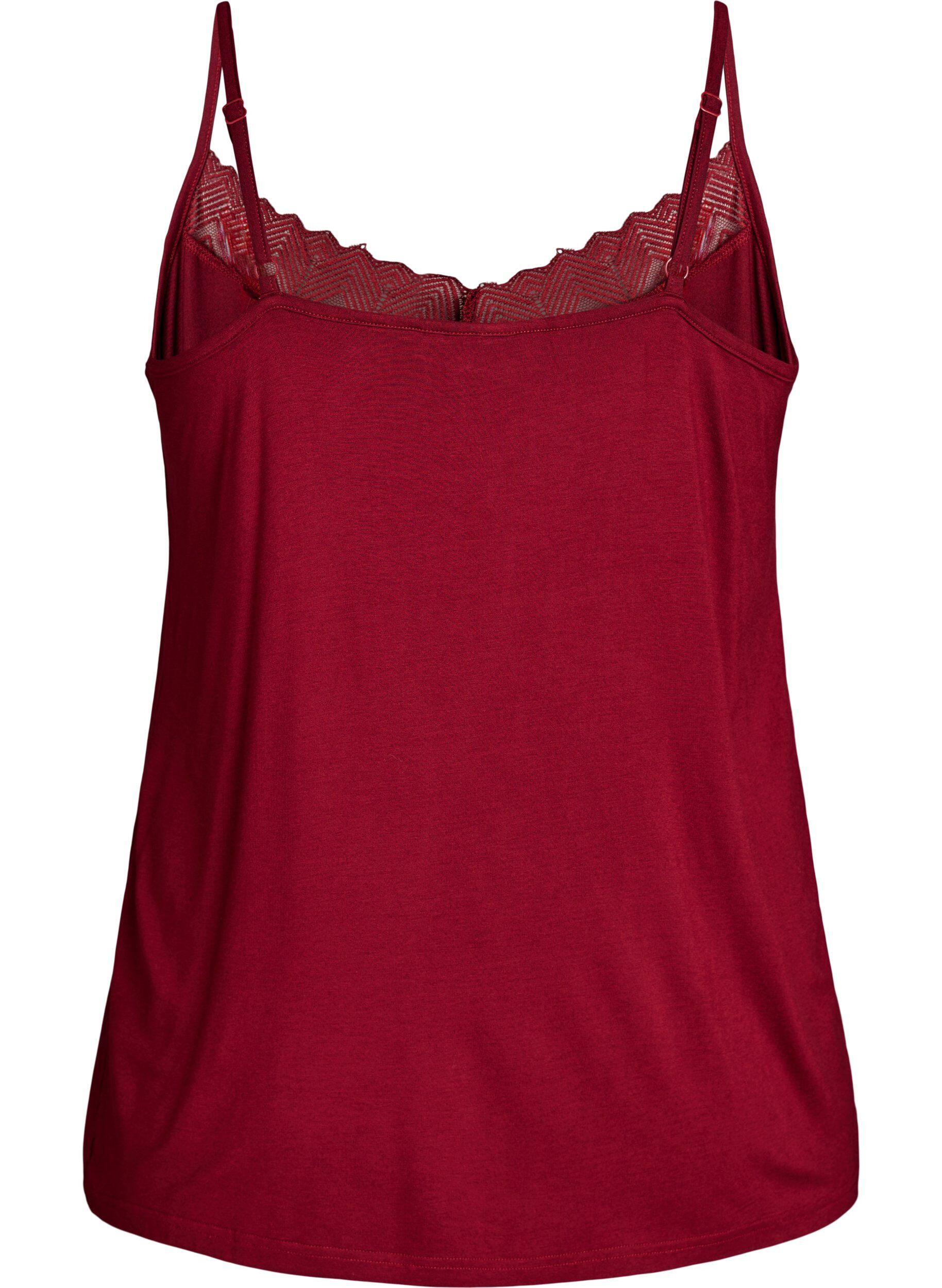 Zizzifashion Top with lace detail and spaghetti straps, Brown, Packshot image number 1