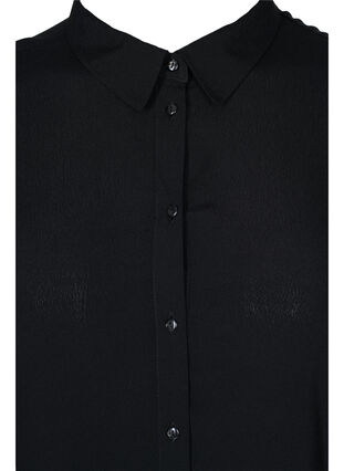 Long-sleeved viscose shirt with ruffle details, Black, Packshot image number 2