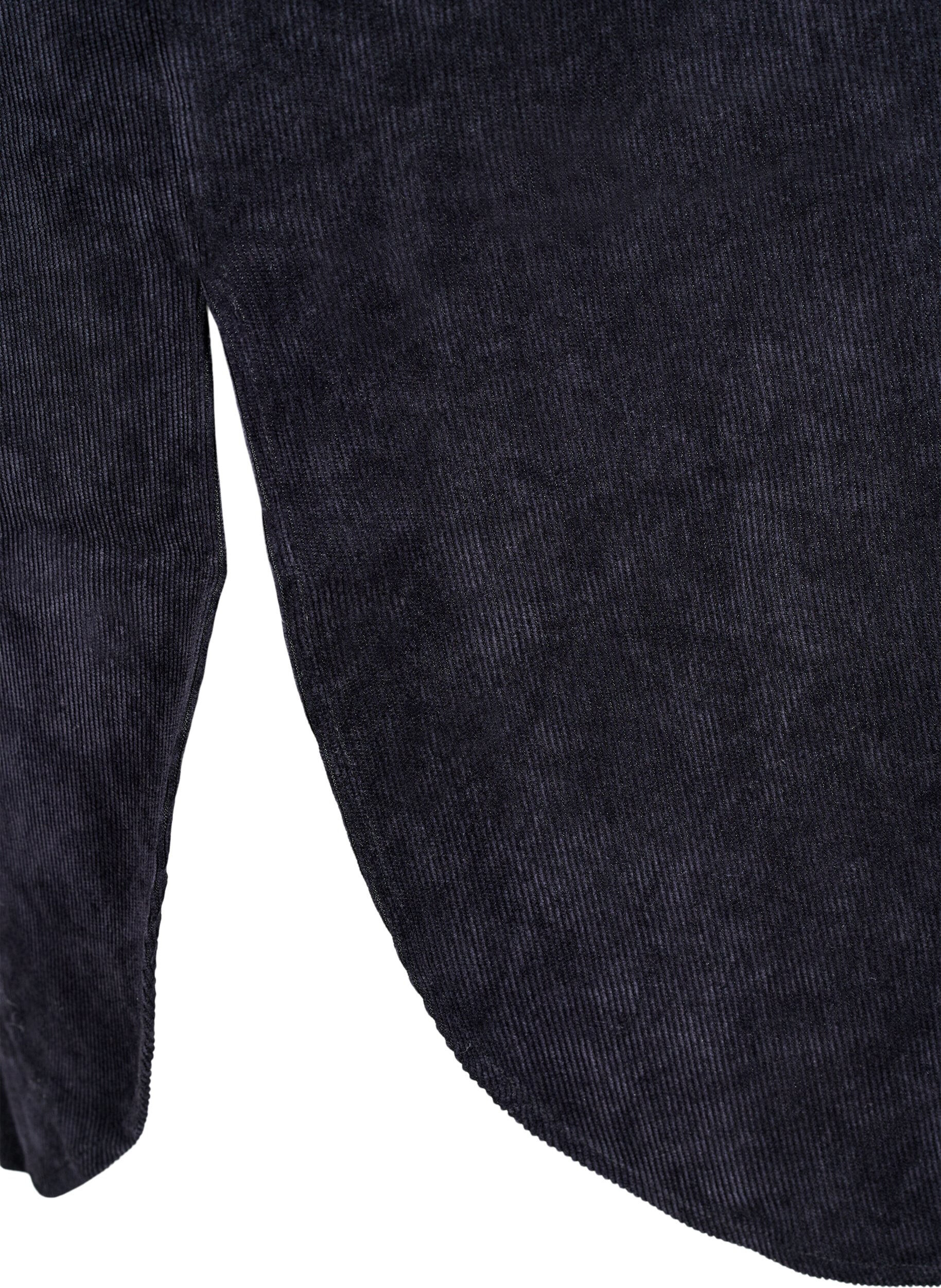 Zizzifashion Long corduroy shirt dress with buttons, Black, Packshot image number 3