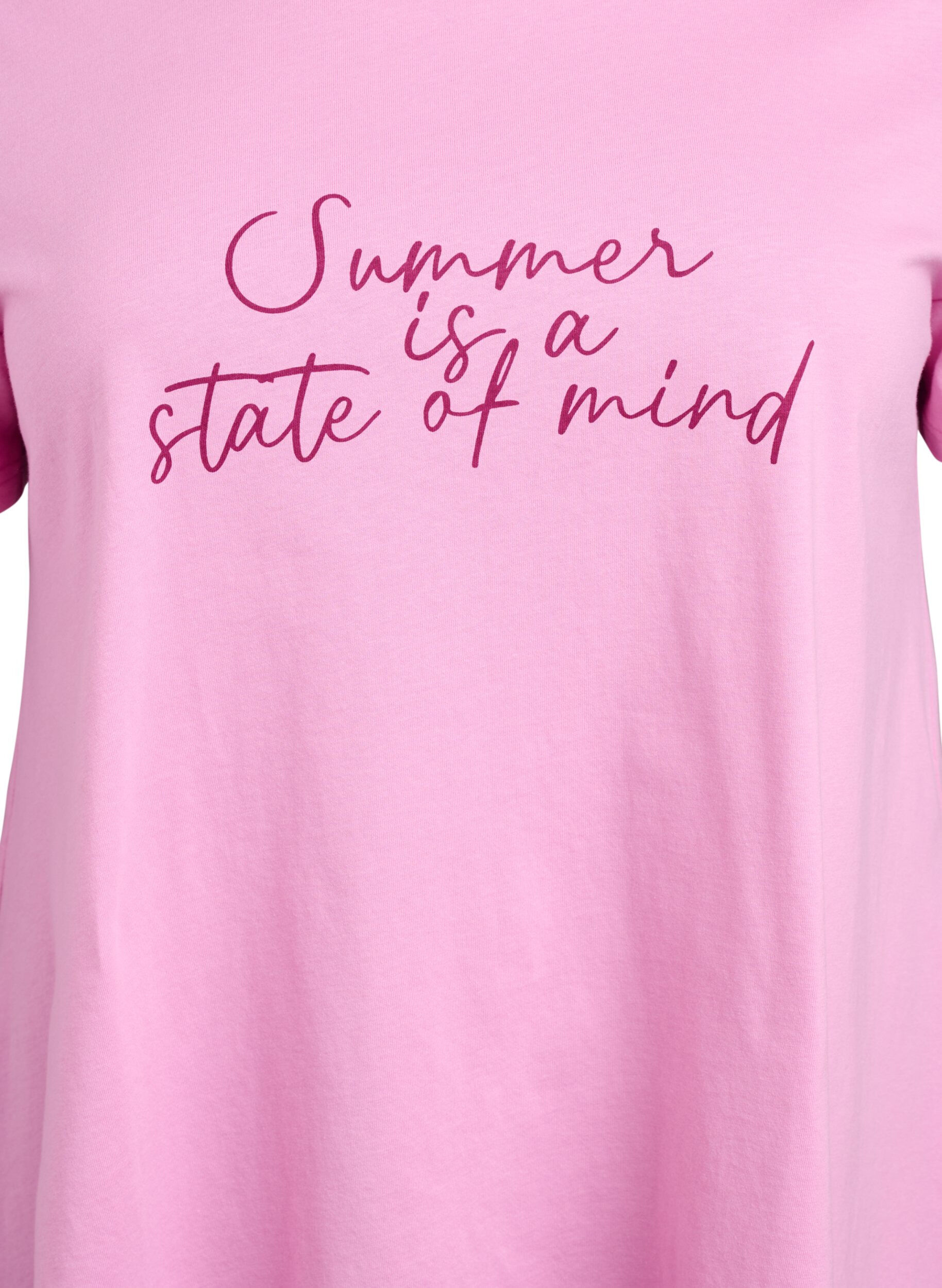 Zizzifashion T-shirt with a round neck and A-line shape, Pink, Packshot image number 2