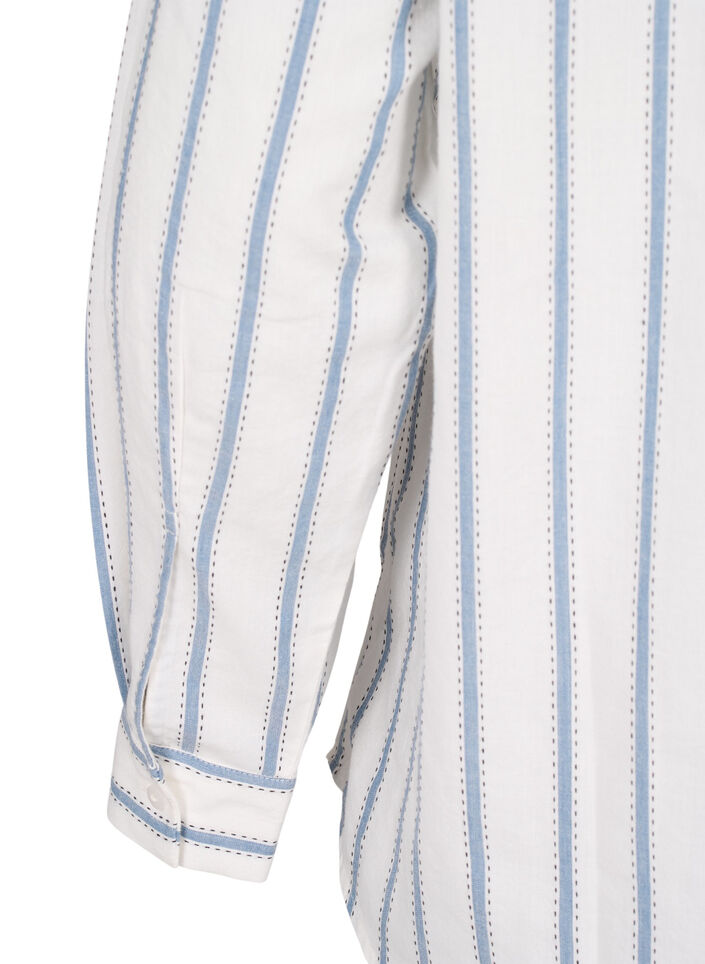 Striped blouse with tie detail, White, Packshot image number 4