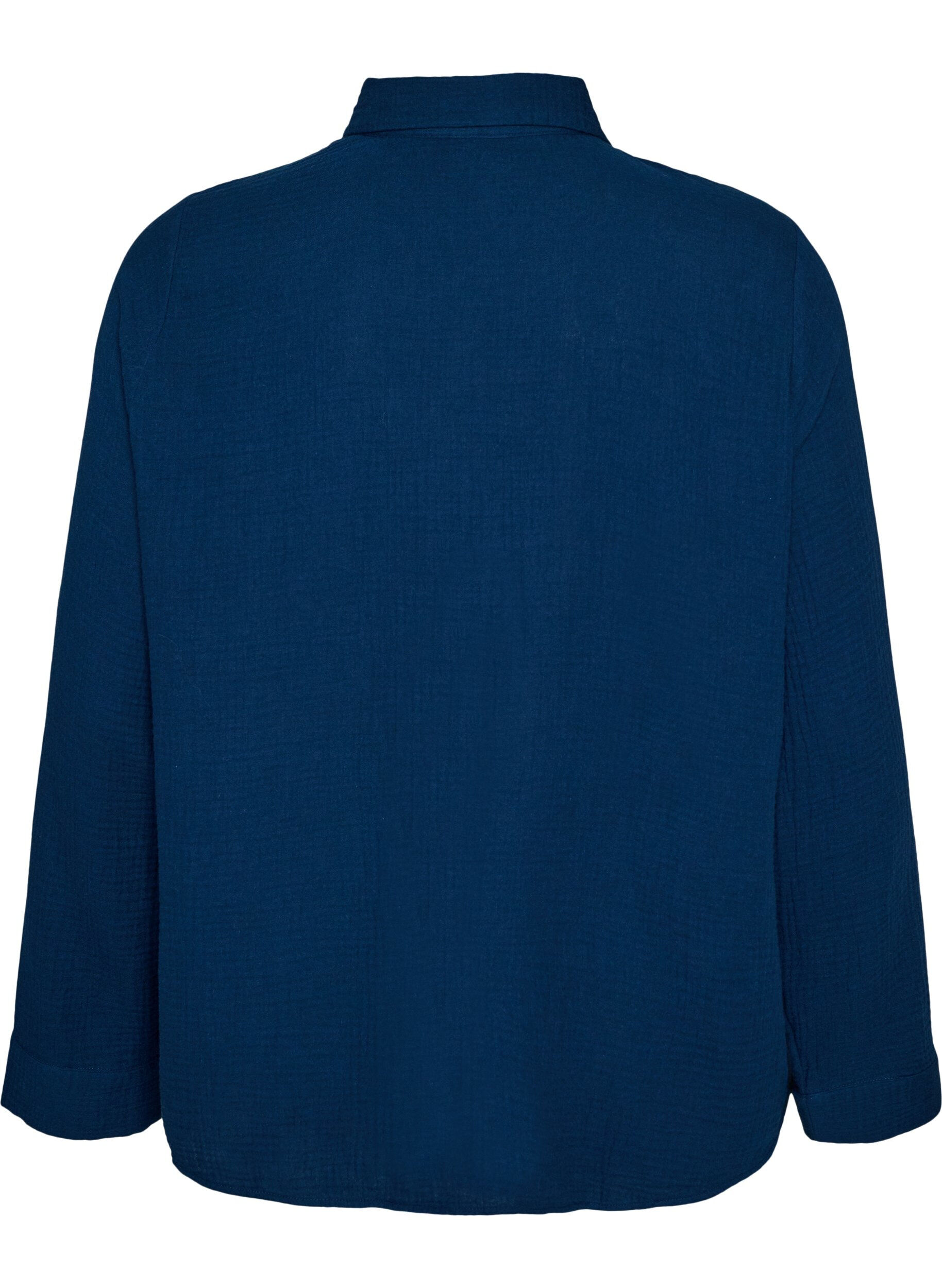 ZizzifashionCotton muslin nightshirt with long sleeves, Blue, Packshot image number 1