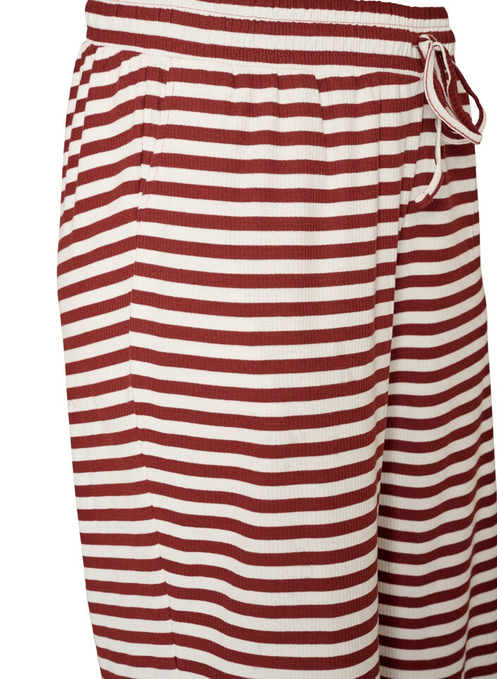 Striped pyjama bottoms with a high waist and wide legs, Red, Packshot image number 2