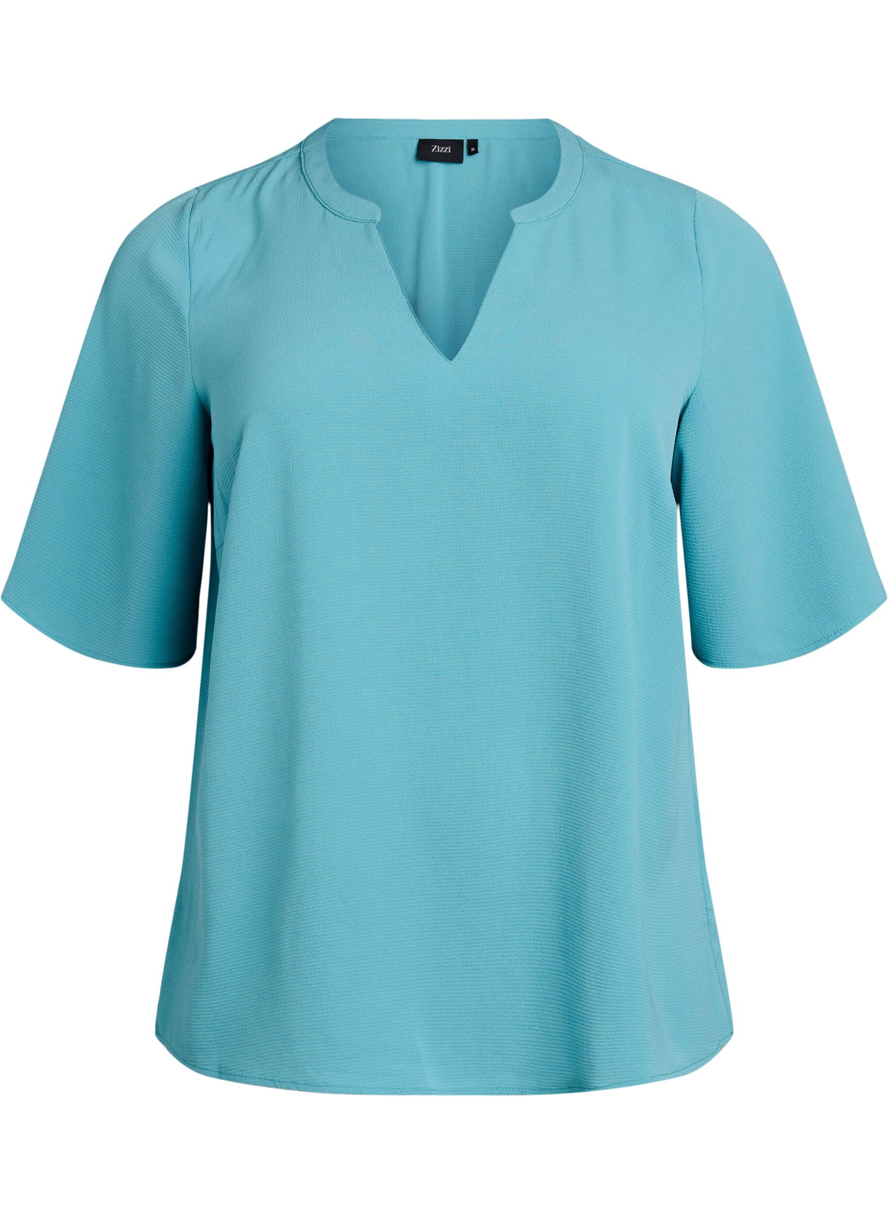 Short-sleeved blouse with V-neck