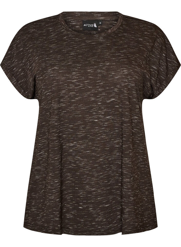 Loose workout t-shirt with short sleeves, Brown, Packshot image number 0